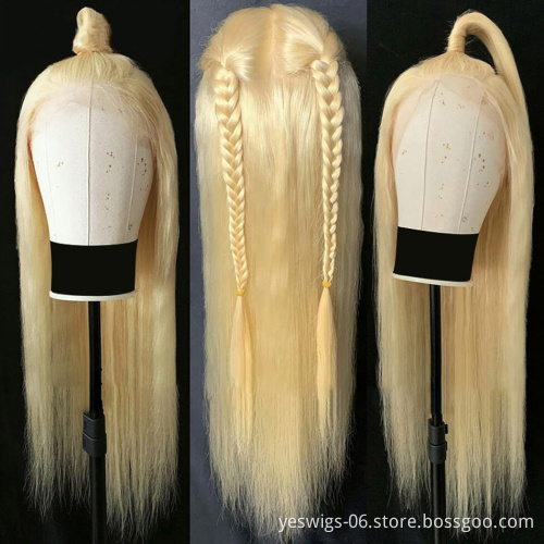 Wholesale 613 Blonde Hd Full Transparent Lace Frontal Closure Wig Raw Peruvian Human Hair Lace Front Wigs For Black Women Vendor